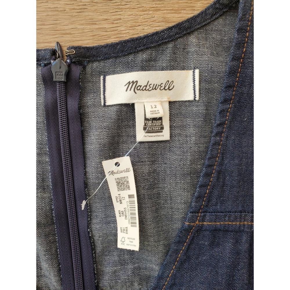 Madewell Denim V-Neck Maxi Dress 100% Cotton Sleeveless Size 12 - Picture 4 of 16